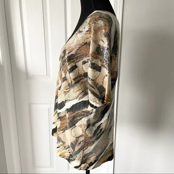 Marina Rinaldi Abstract Sequins Knit Blouse - Picture 3 of 16